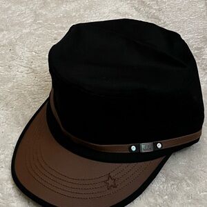 Black and Brown Cap with Star Detail
